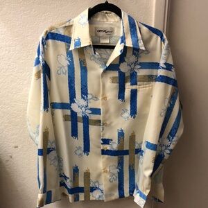 Tori Richard M Polyester Long Sleeved Aloha Shirt